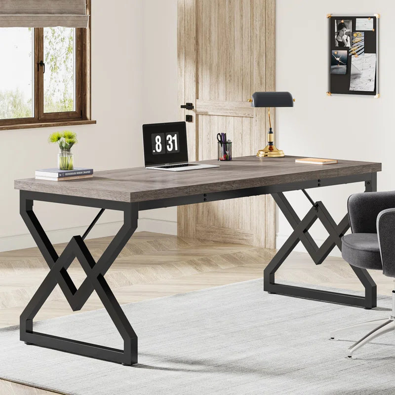 Elevate Your Workspace with the Ramapo Metal Base Computer Desk - Stylish, Durable, and Versatile
