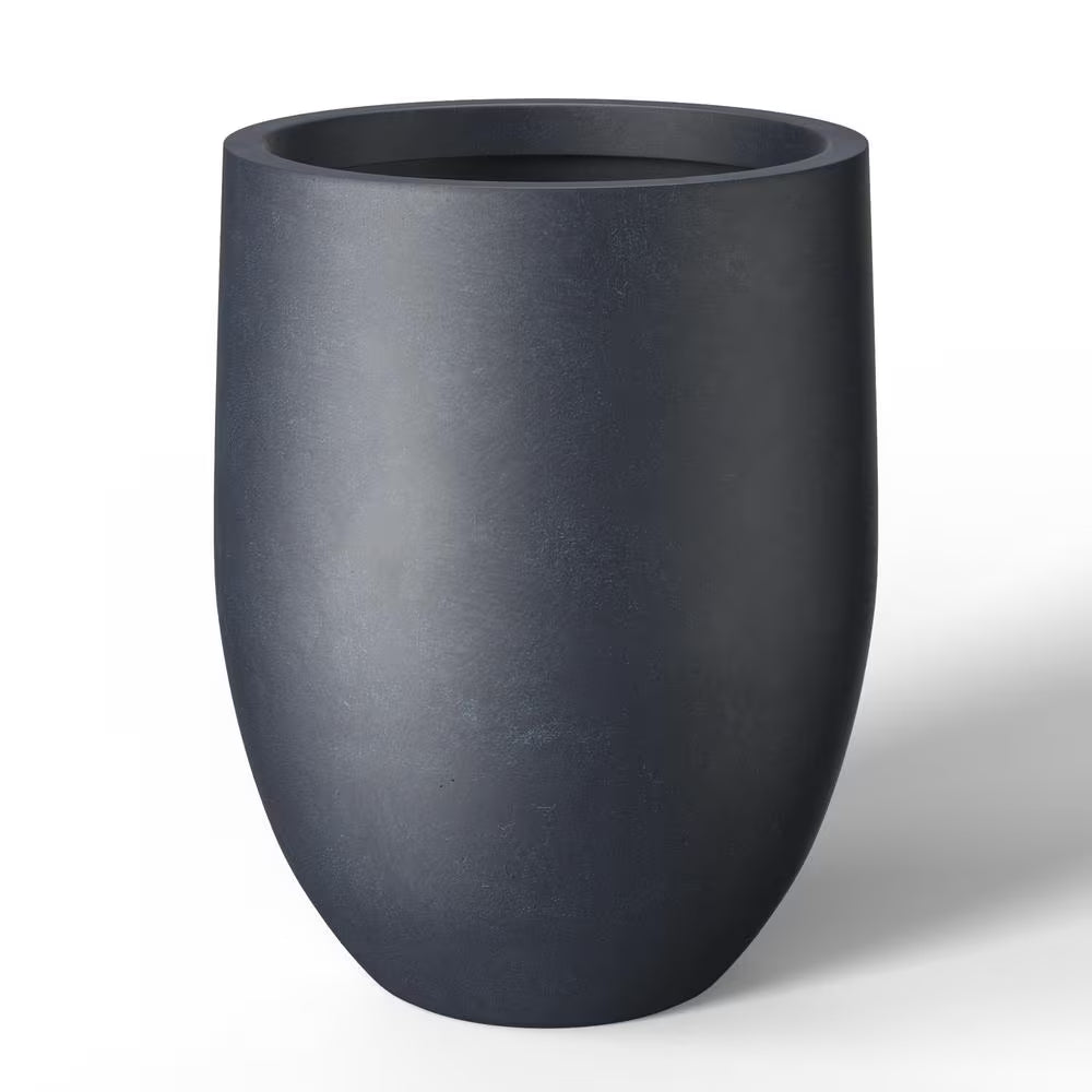 22"H Concrete Garden Flower Pots, Modern round Lightweight Planters with Drainage Hole for Outdoor/Indoor, Charcoal