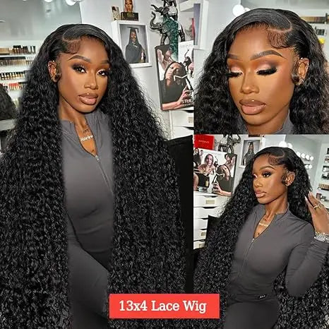 Transform Your Look with the Haloqueen 34 Inch Brazilian Virgin Human Hair Lace Front Wig - 200 Density Deep Wavy Style!