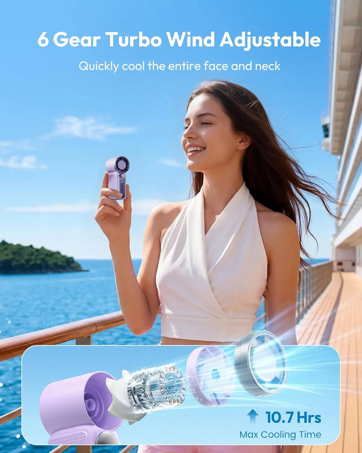 Stay Cool Anywhere with Our Ultra-Portable 6-Speed Mini Fan - Perfect for Makeup, Travel, and Outdoor Adventures!
