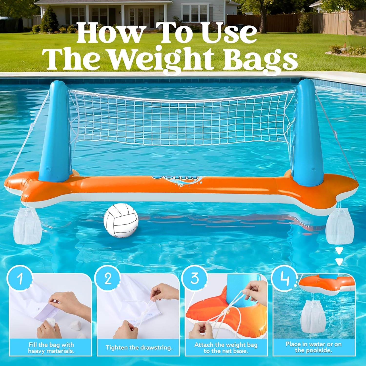 Ultimate XL Inflatable Pool Float Set - 125" Volleyball Net & Basketball Hoops for Endless Summer Fun!