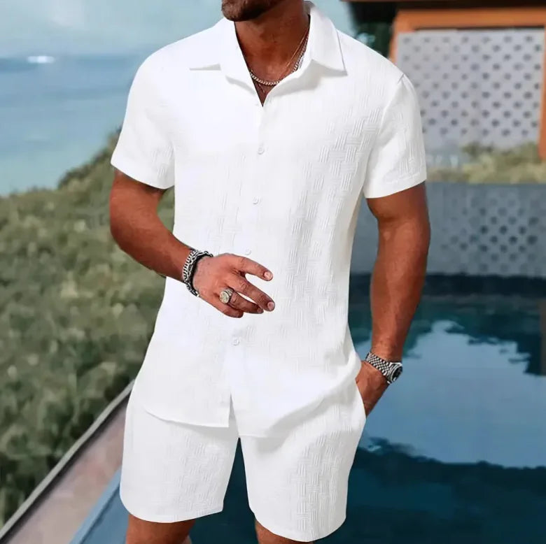 Summer Jacquard Black & White Suit