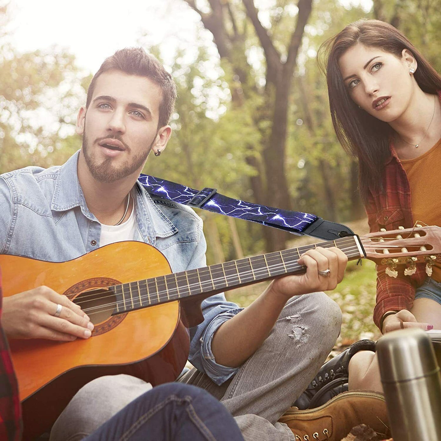 Adjustable Heavy Duty Guitar Strap for Electric Acoustic Guitar Bass Leather End