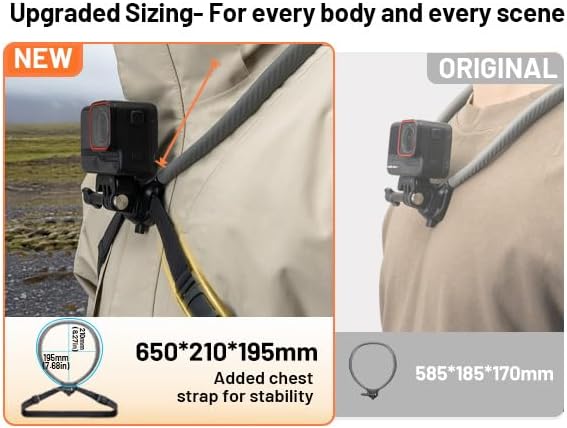 CapLock Action Camera Neck Mount - Quick Release Holder & Chest Strap for Hands-Free POV Vlogging with DJI OSMO and GoPro