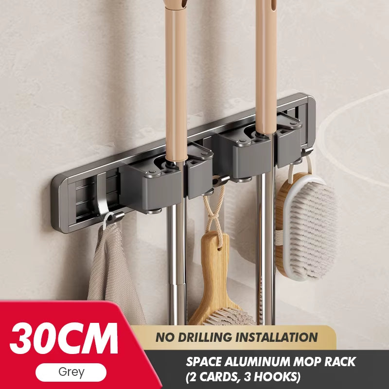 Maximize Your Space with Our Stylish Wall-Mounted Mop and Broom Rack!