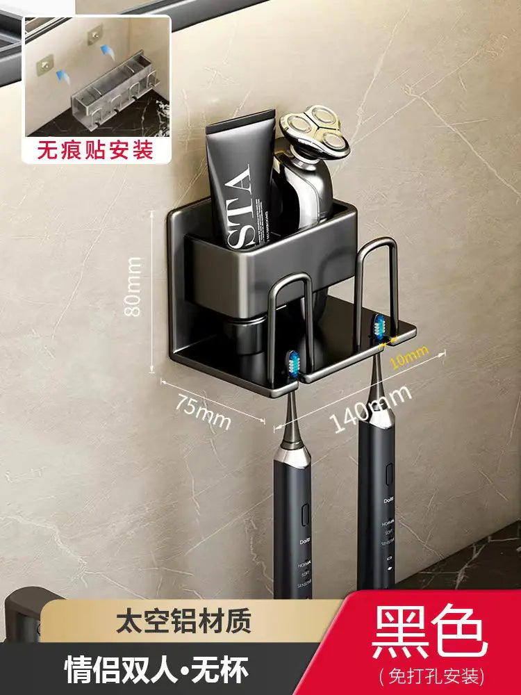 Wall-Mounted Toothbrush and Cup Holder for Bathroom