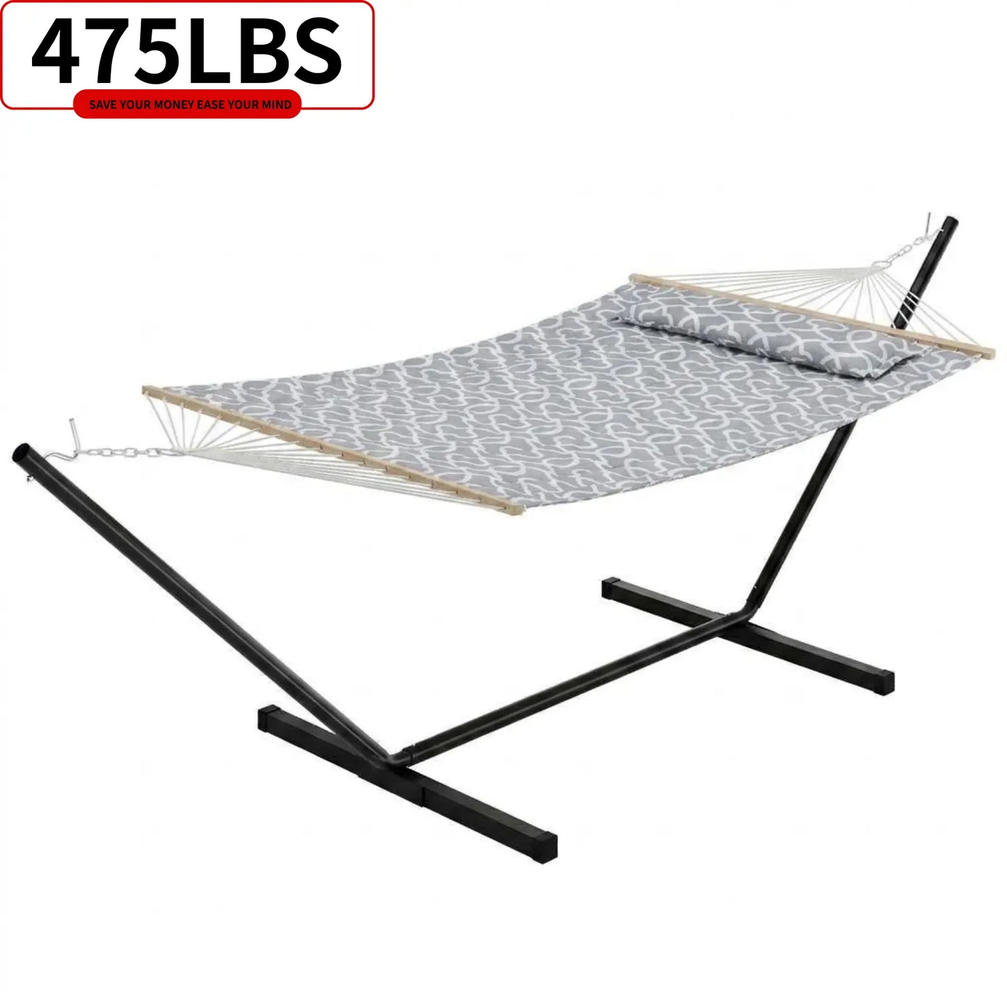 Experience Ultimate Relaxation with Our Heavy-Duty Portable Double Hammock for Two – Complete with Pillow & Adjustable Steel Stand, 475 Lbs Capacity – Perfect for Outdoor Patios, Gardens, Beaches, and Backyards this Summer!
