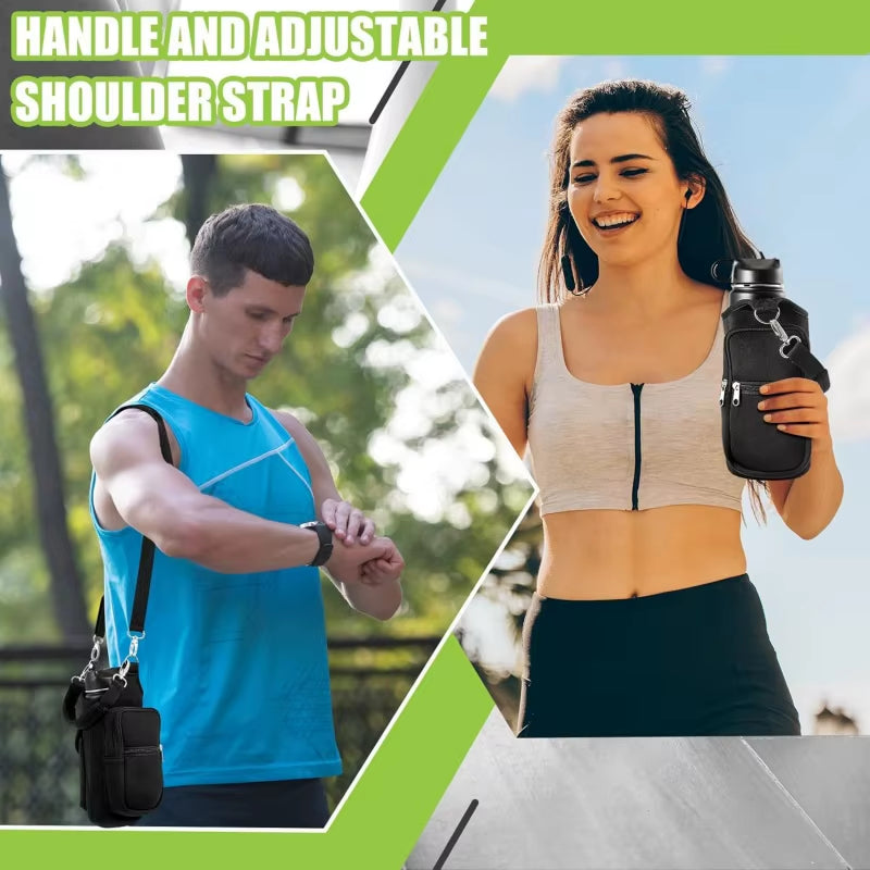 Magnetic Water Bottle Holder: Ultimate Gym Carrier Bag with Phone Pocket & Shoulder Strap - 6 Strong Magnets for Easy Access