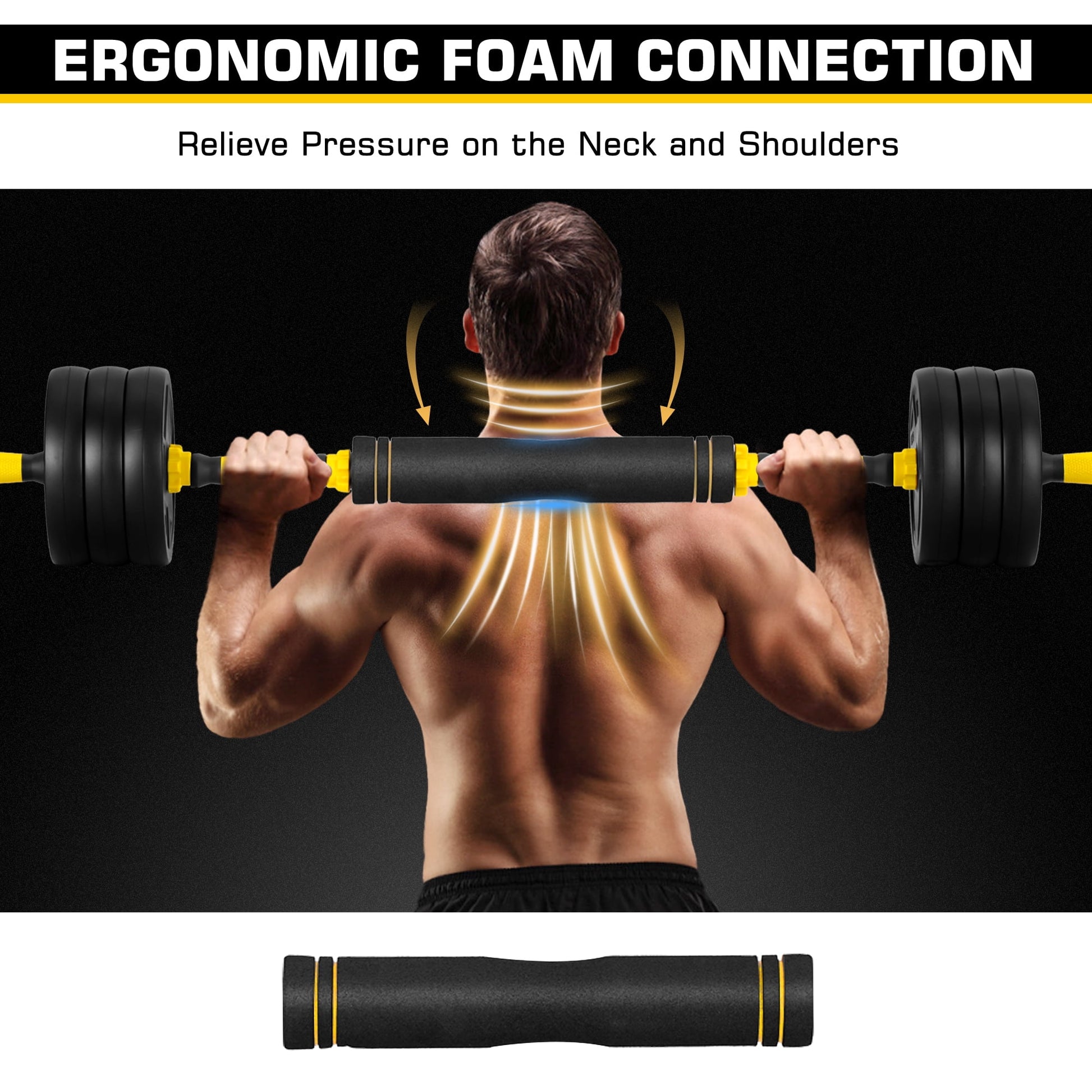 Versatile 66 Lbs Adjustable Dumbbell Barbell Set - 4-in-1 Weight System for Ultimate Home Fitness, Ideal for Men & Women, Bright Yellow Design