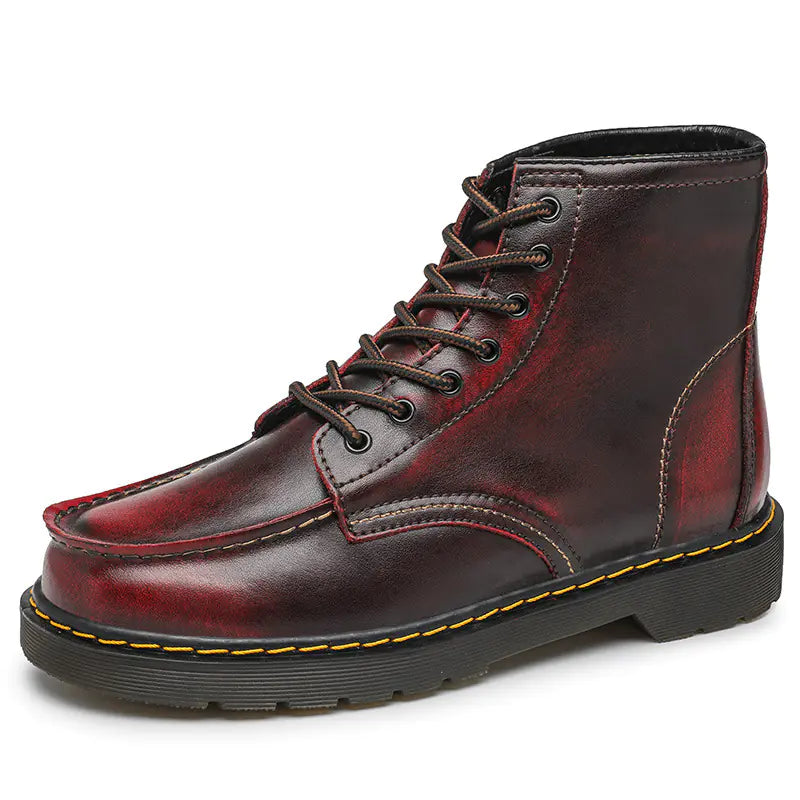 Men's High-Top Cowhide Trendy Tooling Boots