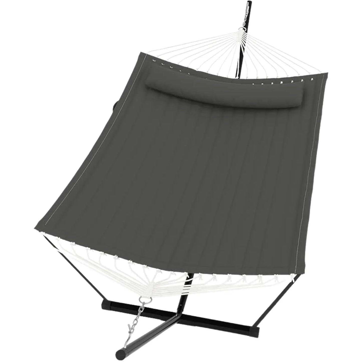 Experience Ultimate Relaxation with Our Heavy-Duty Portable Double Hammock for Two – Complete with Pillow & Adjustable Steel Stand, 475 Lbs Capacity – Perfect for Outdoor Patios, Gardens, Beaches, and Backyards this Summer!