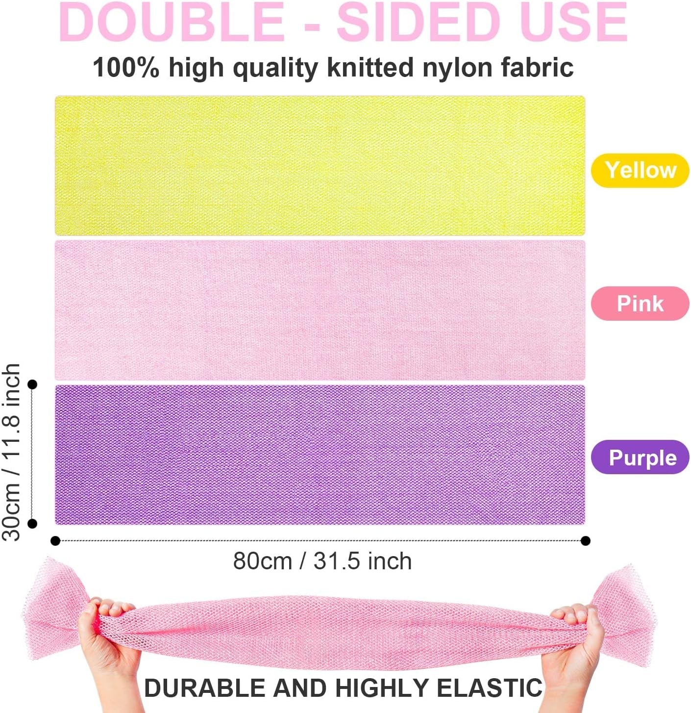 3 Pcs African Exfoliating Net Sponge African Bath Sponge Scrubbing Rag Net African Wash Shower Long Net Body Scrubber