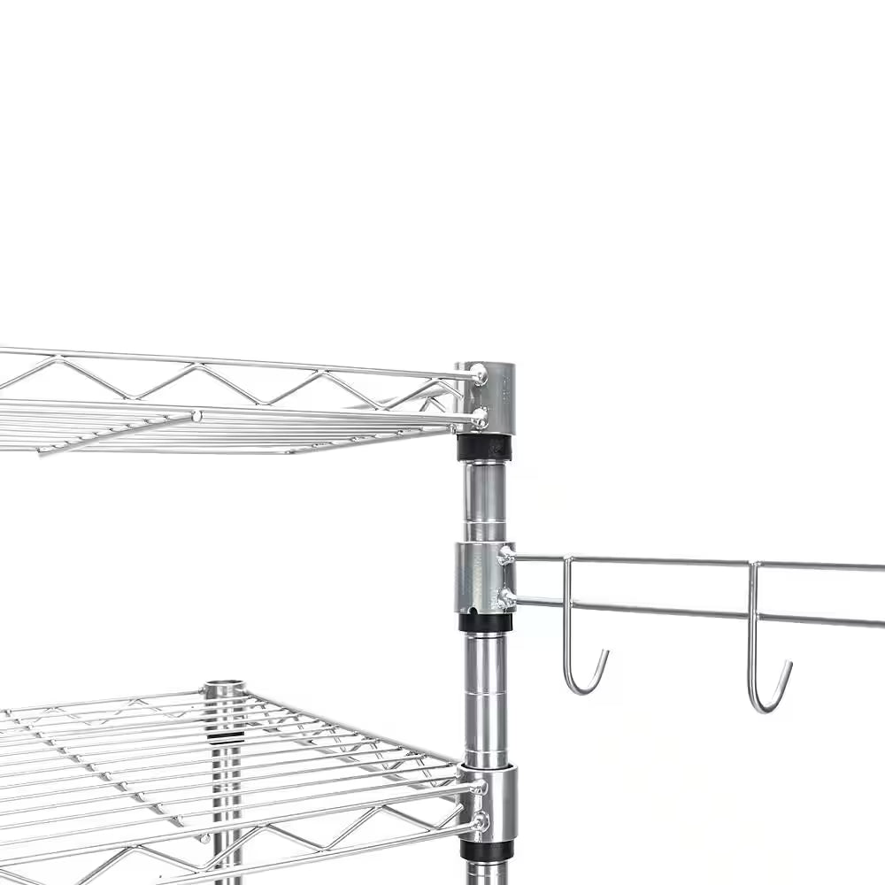 Sleek and Stylish Modern Silver Kitchen Bakers Rack with Ample Storage and Durable Design