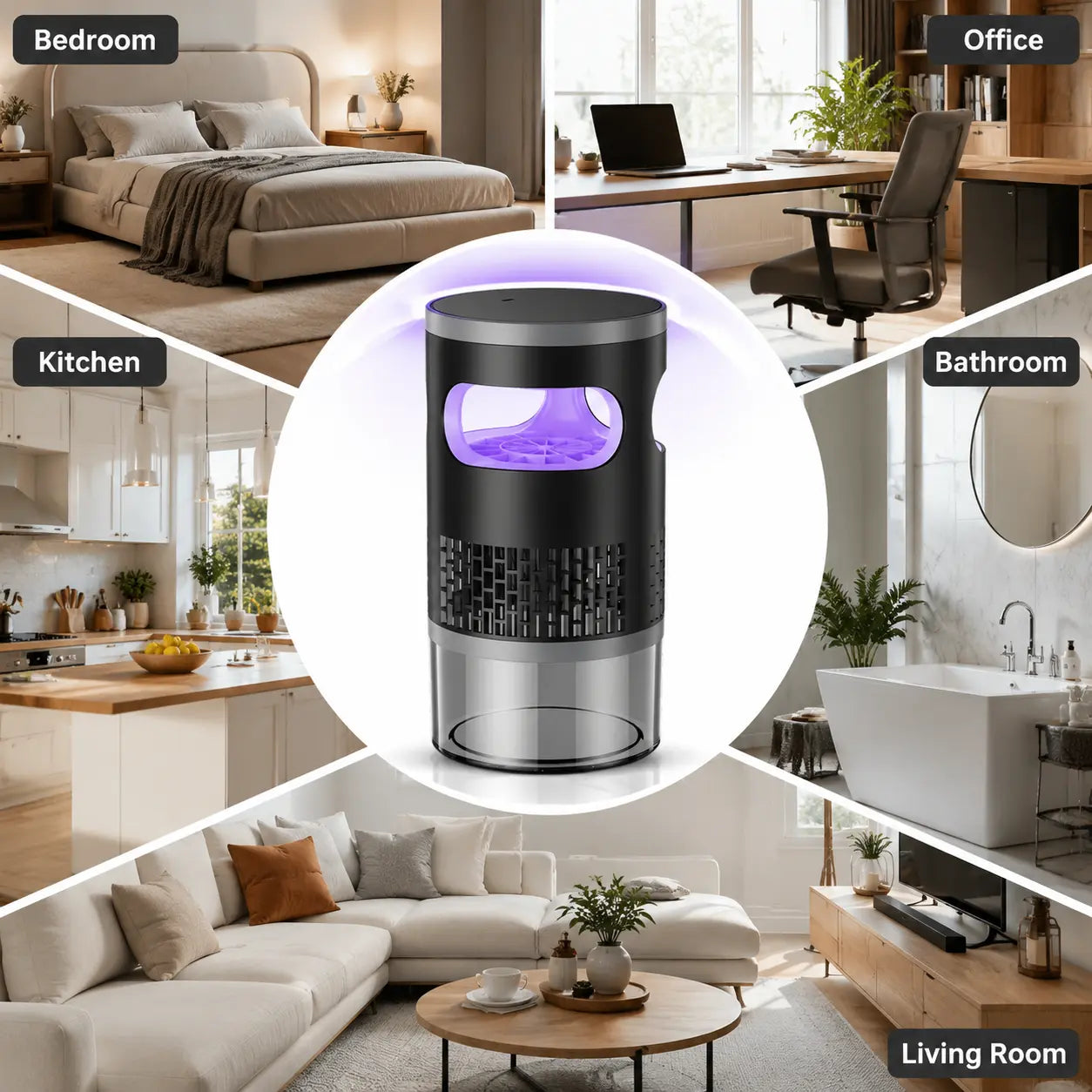 Effective Indoor Insect Trap - Light & Suction Bug Catcher for Mosquitoes, Fruit Flies, Gnats, and Moths