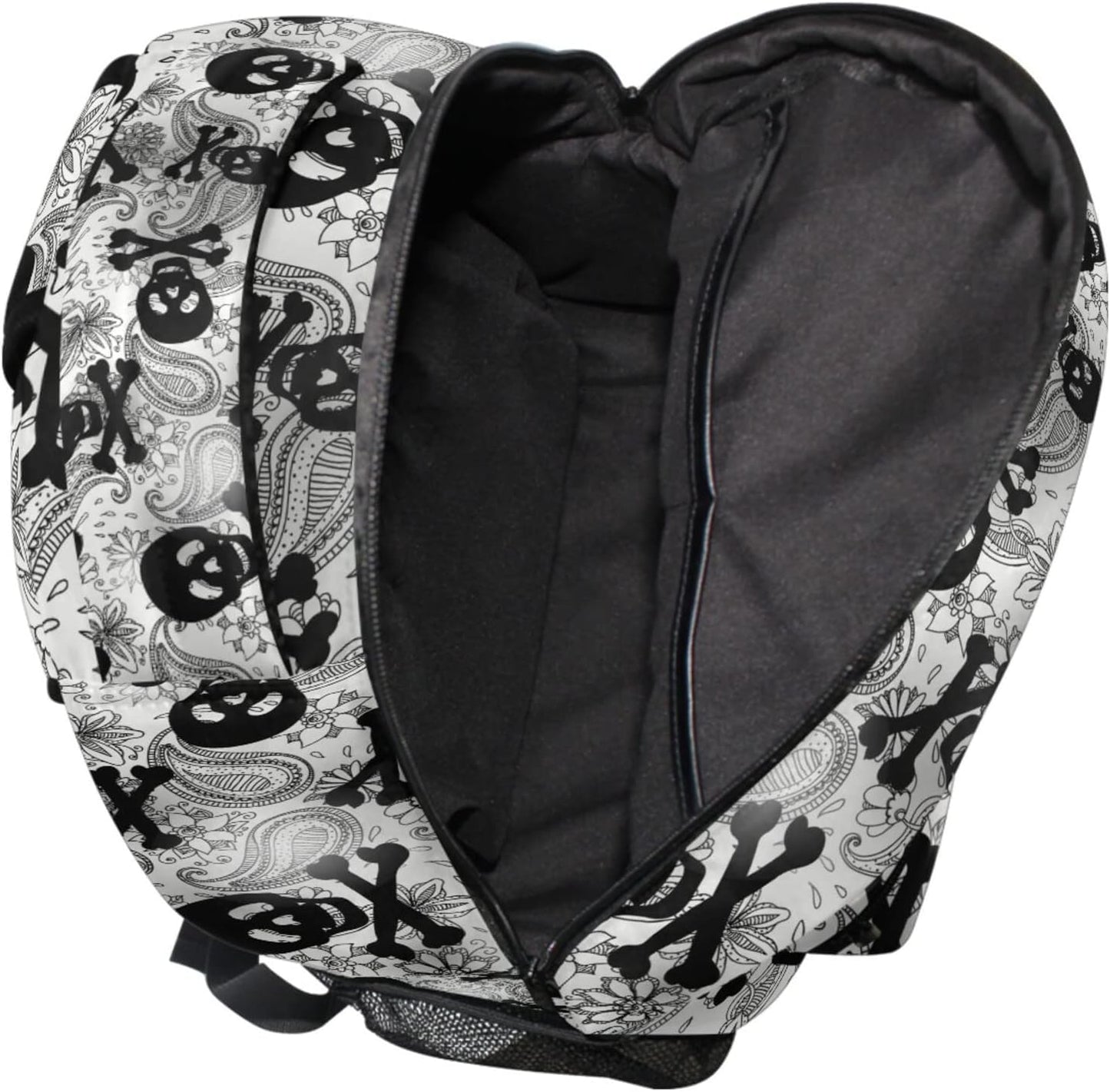 Gothic Skull Black Backpack - Stylish College & Business Laptop Bag for Teens and Adults