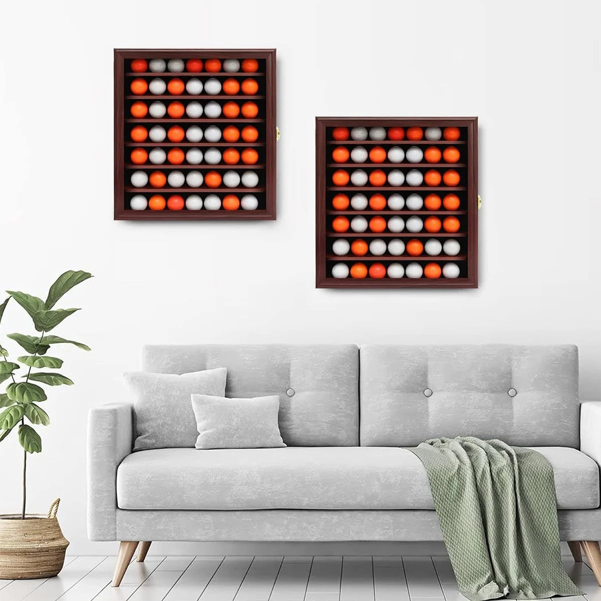 49 Golf Ball Display Case Cabinet Wall-Golf Ball Display Rack ,Golf Gift for Golf Enthusiast Collectibles with 98% UV Protection Acrylic Door, Red