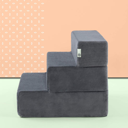 Elevate Your Pet's Comfort with Easy Pet Stairs - Medium Charcoal Foam Steps for Dogs and Cats