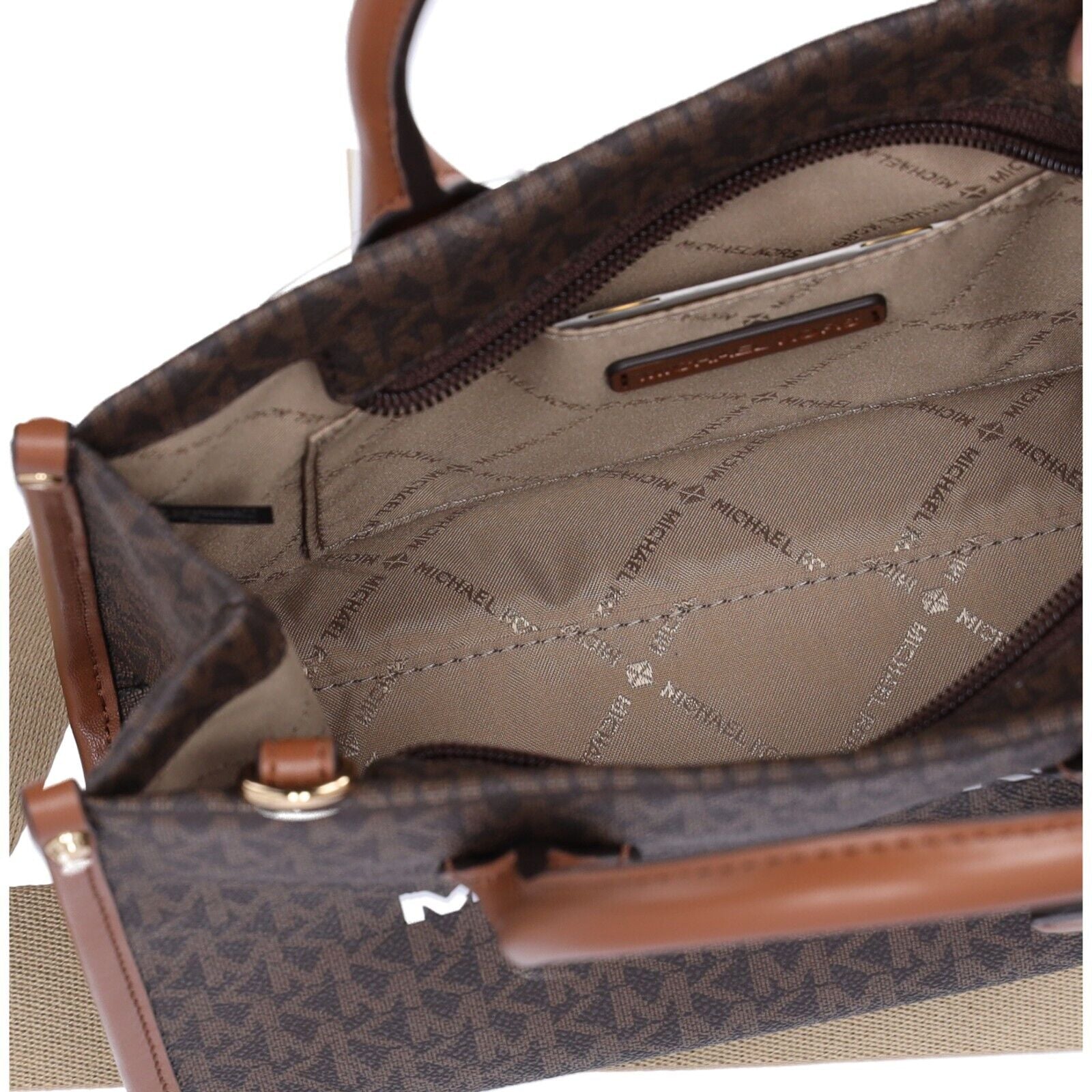 Elevate Your Style with the Michael Kors Mirella Small Top Zip Shopper Tote Crossbody in Brown MK Signature