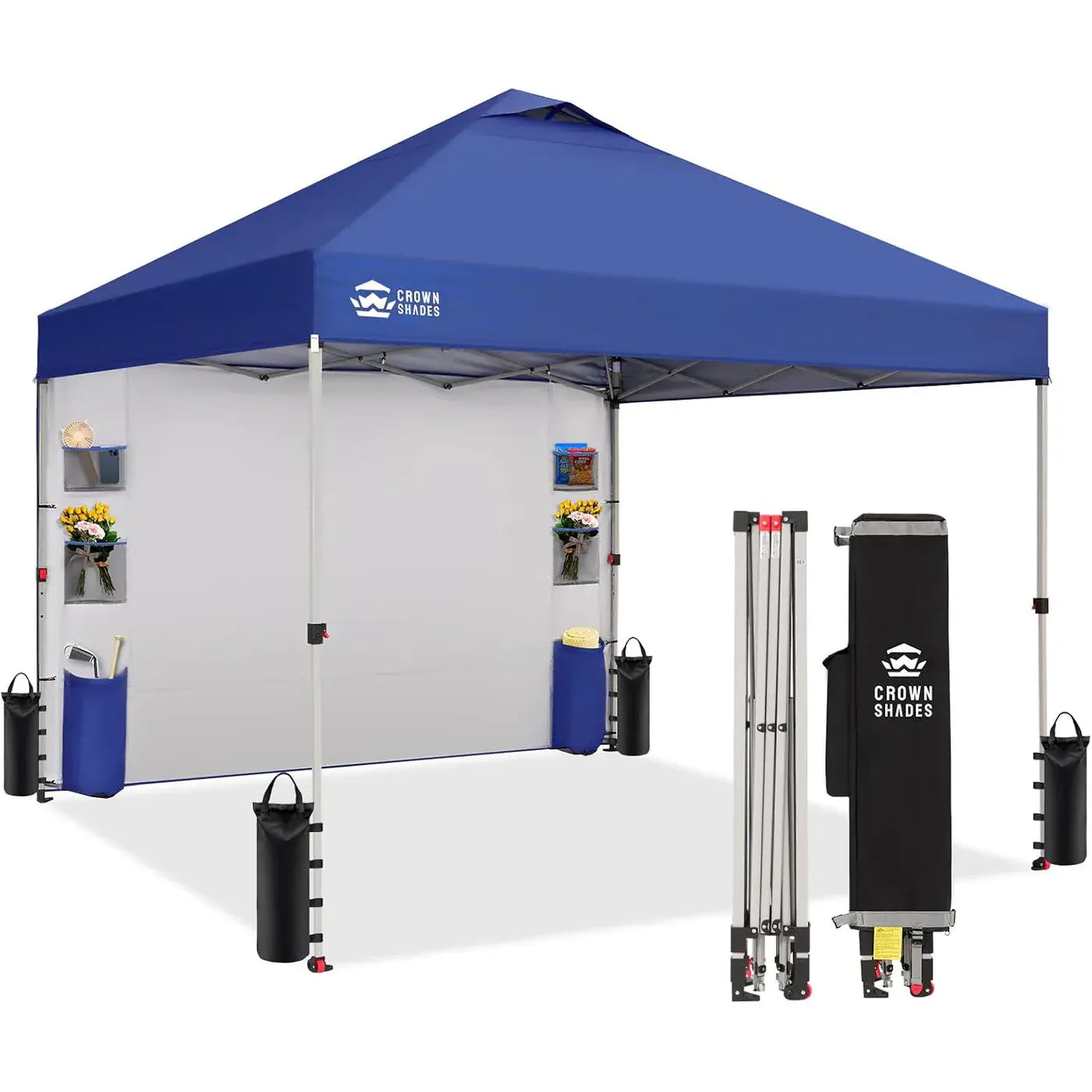 CROWN SHADES 10x10 Pop-Up Canopy Tent - Ultimate Outdoor Shade Solution with Sidewall for Camping, Beach, and Events