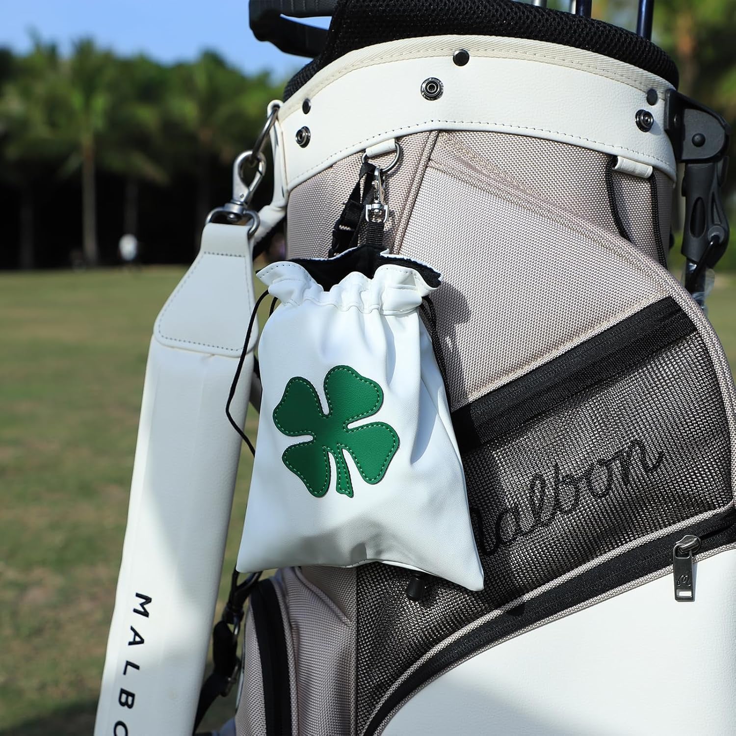 Leather Golf Tee Pouch with Drawstrings - Valuables Bag for Men & Women