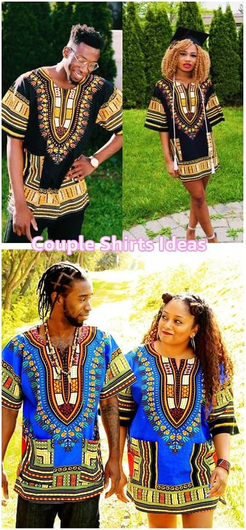 African Dashiki Cotton Shirt Men Women Festival Boho Hippie 60'S 70'S Bohemian