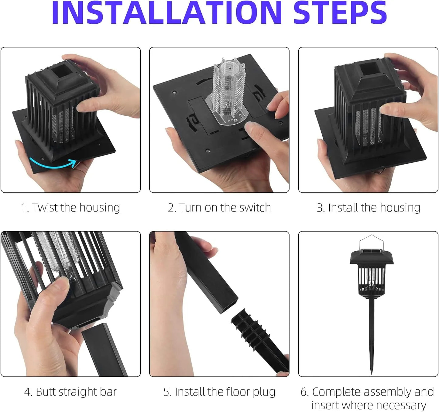 2 Pack Solar Bug Zapper Outdoor Solar Mosquito Zapper LED Mosquito Killer Light Lamp for Indoor and Garden Use