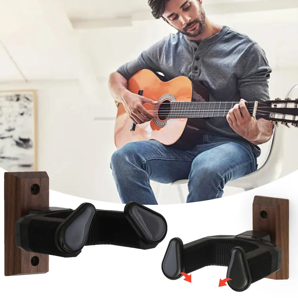Wooden Wall Mount Holder Non-Slip Guitar Holder Stand Universal Guitar Display Bracket for Electric Guitar Ukulele Bass