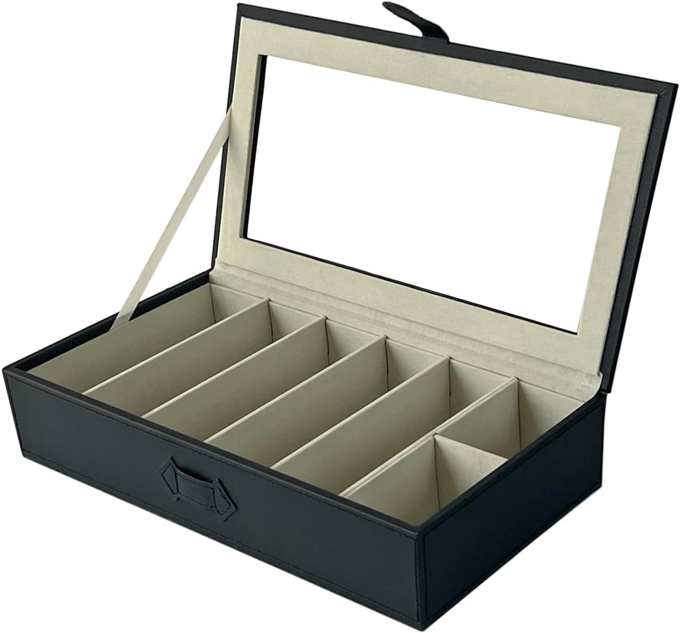 Stylish Black Sunglasses Organizer with 5 Slots for Eyewear and 2 Compartments for Accessories