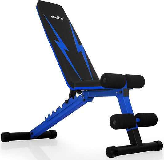 Versatile Adjustable Weight Bench - Foldable Multi-Purpose Flat/Incline/Decline Design for Home Gym (Cobalt)