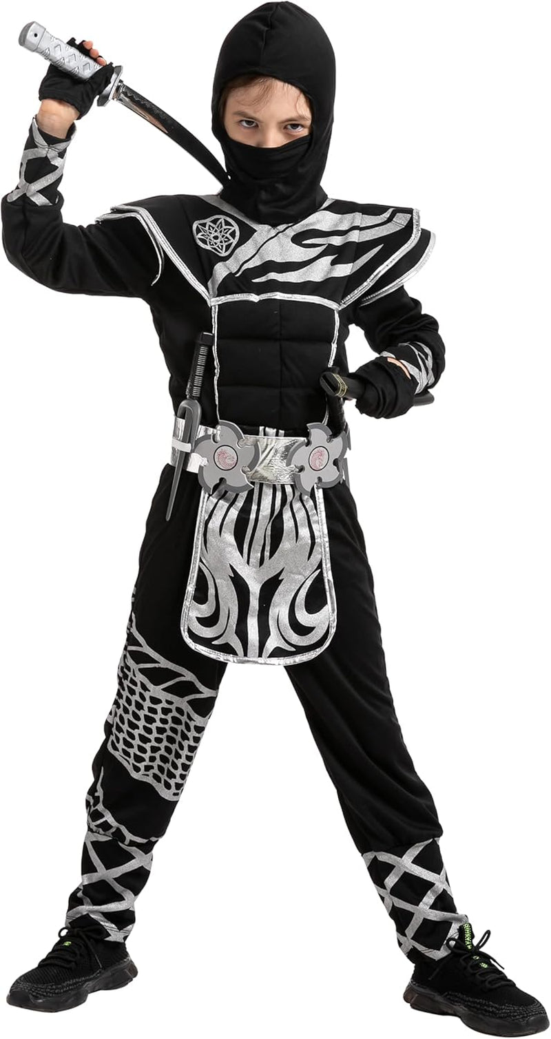 Unleash Your Child's Inner Warrior with Our Boys Ninja Costume - Complete Dragon Scales Outfit with Accessories for Epic Halloween Fun!