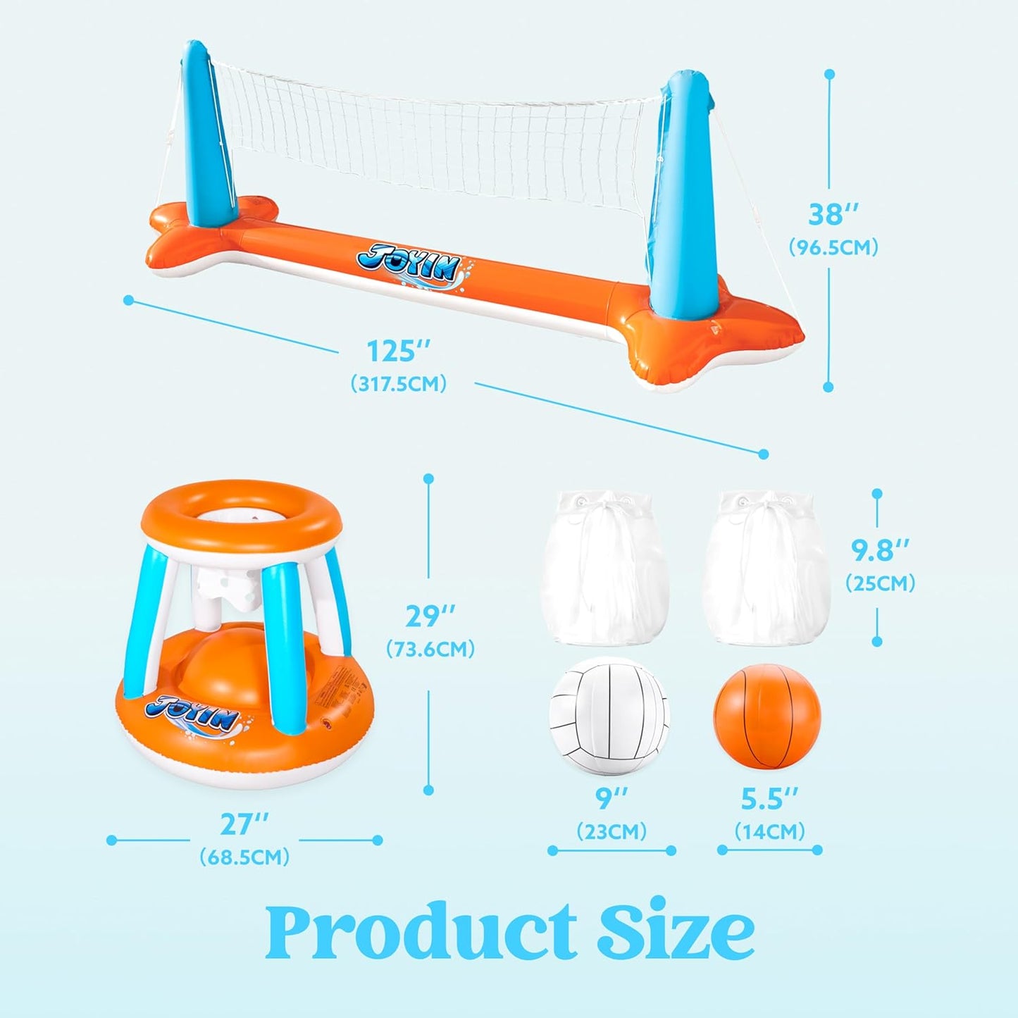 Ultimate XL Inflatable Pool Float Set - 125" Volleyball Net & Basketball Hoops for Endless Summer Fun!