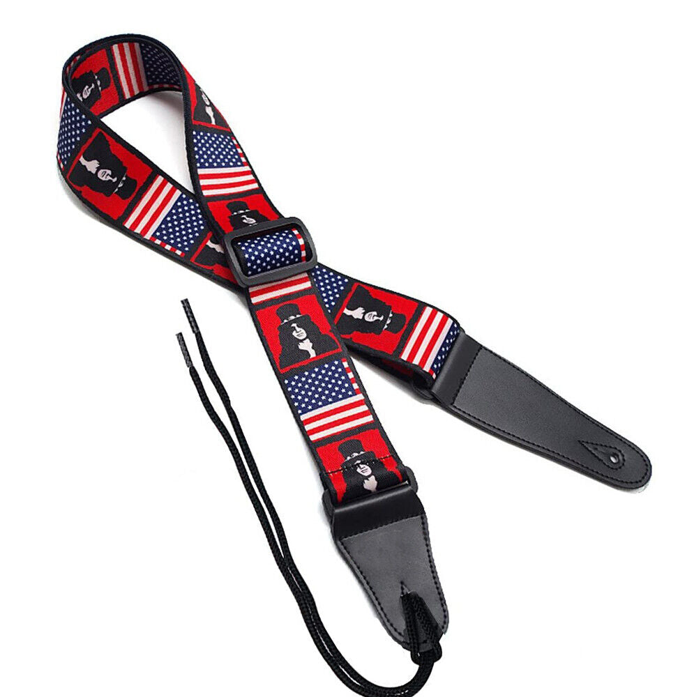 Adjustable Heavy Duty Guitar Strap for Electric Acoustic Guitar Bass Leather End