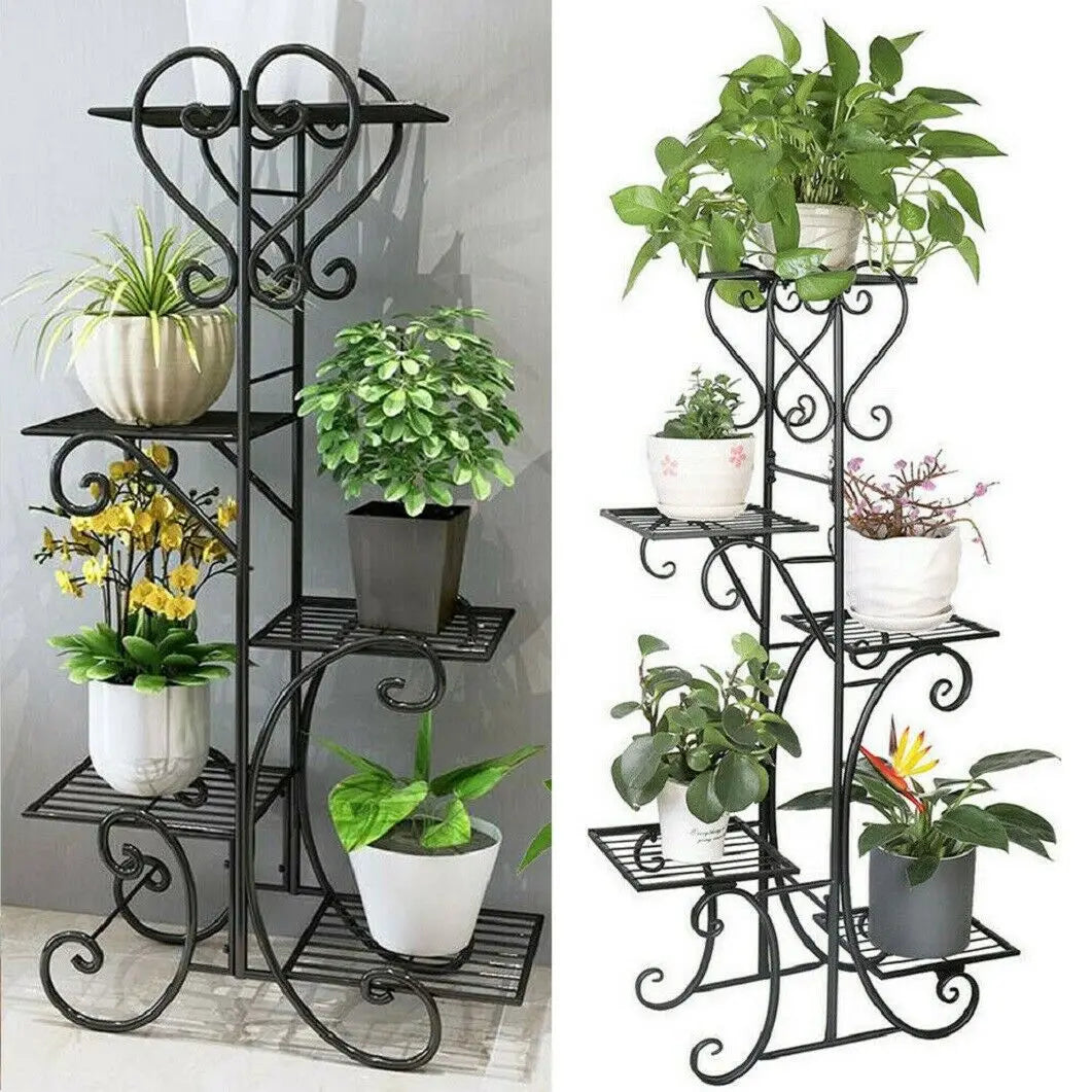 Elevate Your Greenery: 5-Tier Indoor & Outdoor Metal Plant Stand for Stunning Floral Displays