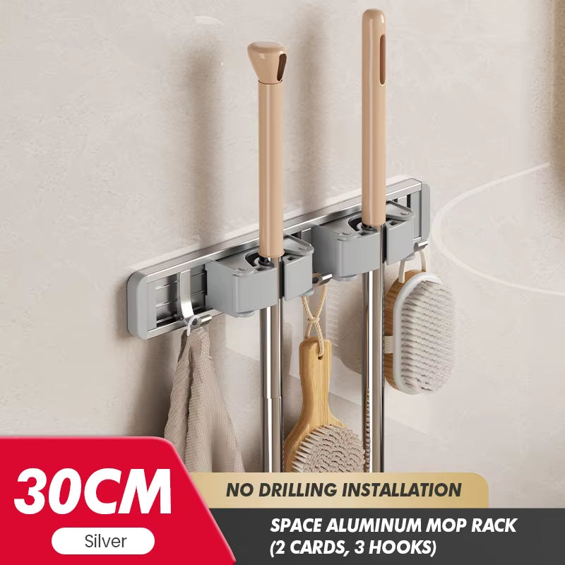 Maximize Your Space with Our Stylish Wall-Mounted Mop and Broom Rack!