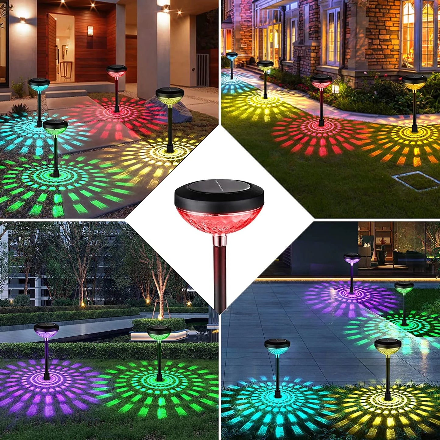 Brighten Your Outdoors: 6 Pack of Color Changing Waterproof Solar Pathway Lights for Walkways, Yards, Gardens, and Patios