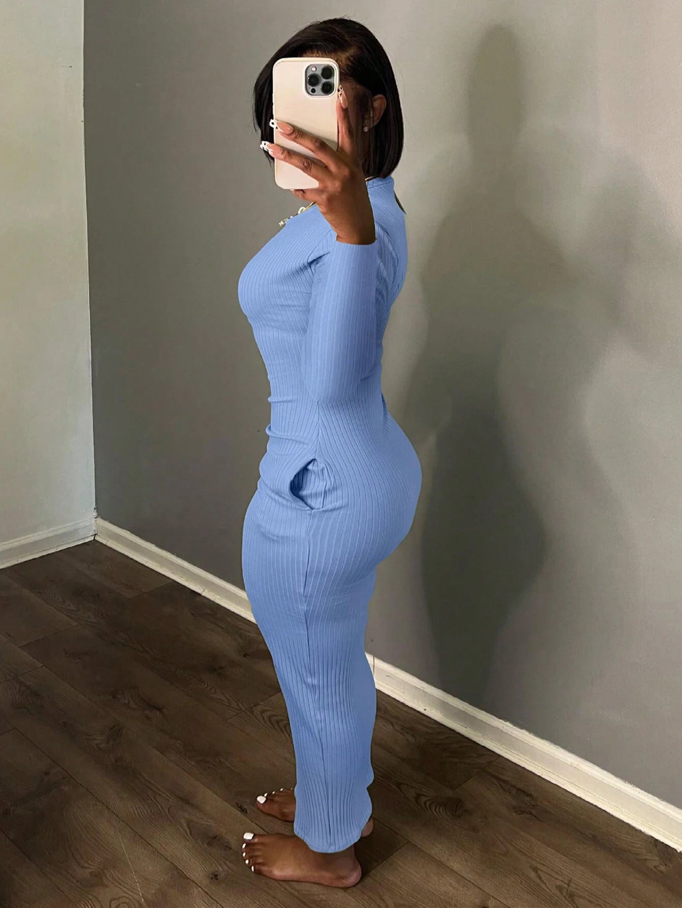 INAWLY SHEIN Ezwear Solid Scoop Neck Bodycon Dress