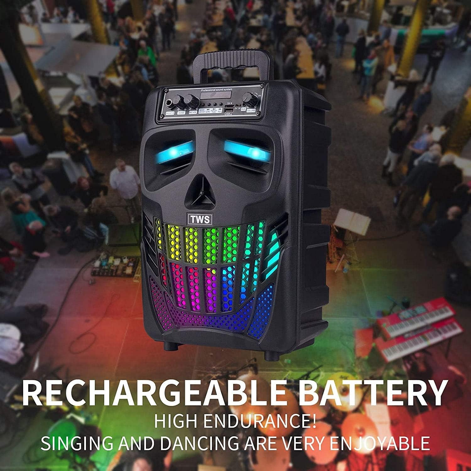 Ultimate Portable Bluetooth Speaker with Subwoofer - Wireless, Remote Control, FM Radio, LED Lights, Perfect for Home, Camping & Parties!