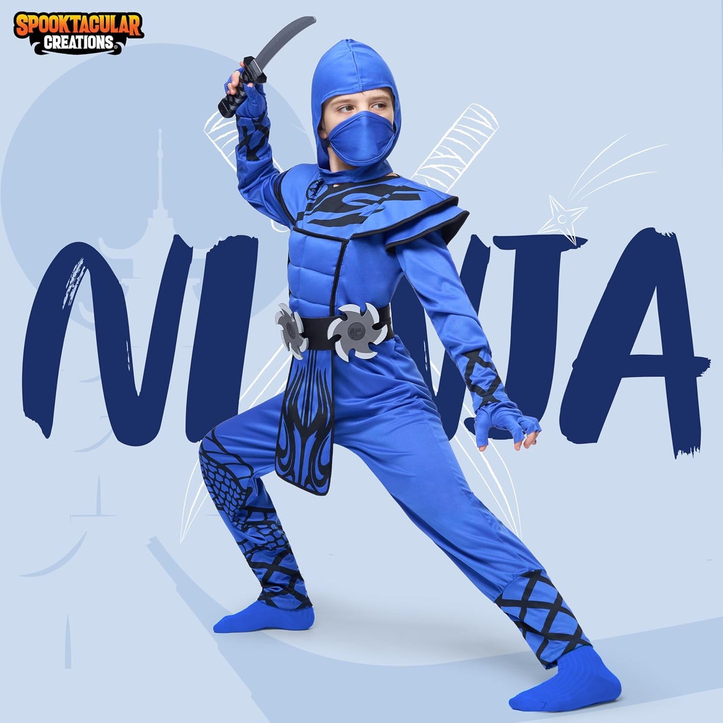 Epic Boys Ninja Costume - Dragon Scales Outfit with Accessories for Toddler Halloween Fun