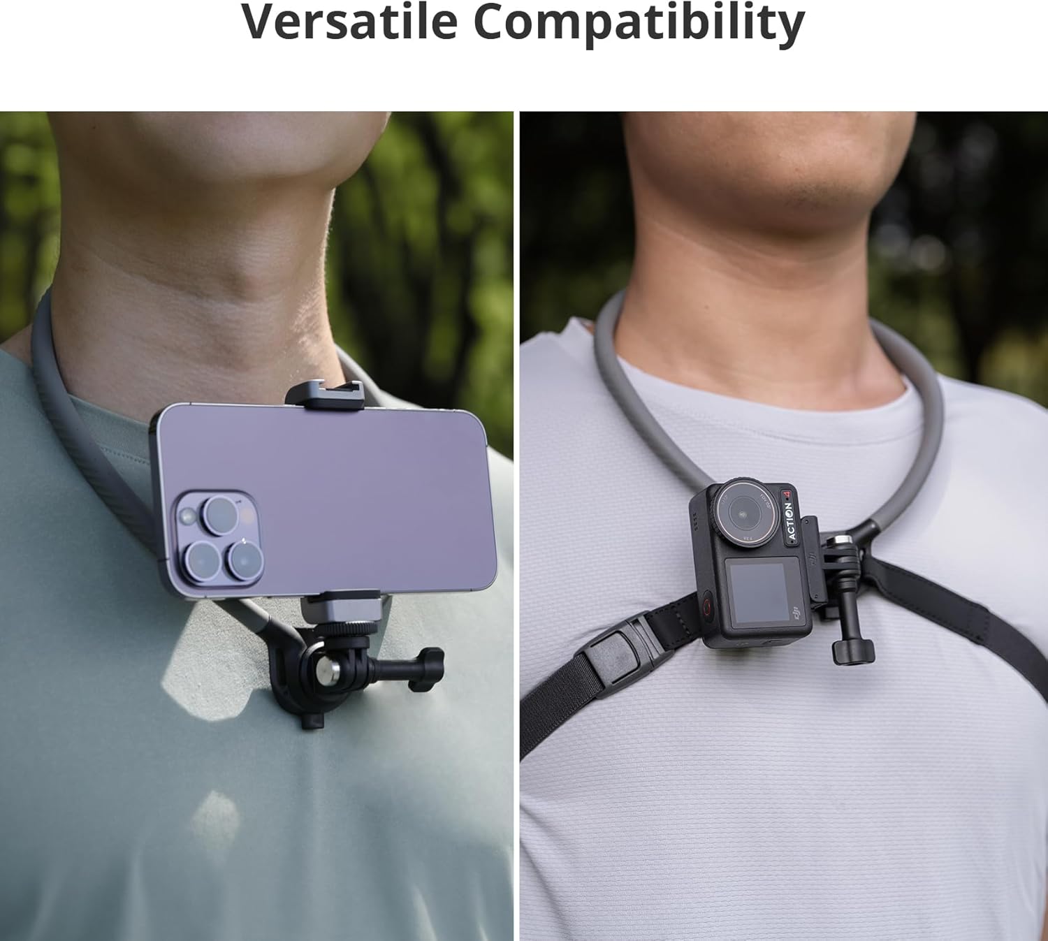 CapLock Action Camera Neck Mount - Quick Release Holder & Chest Strap for Hands-Free POV Vlogging with DJI OSMO and GoPro