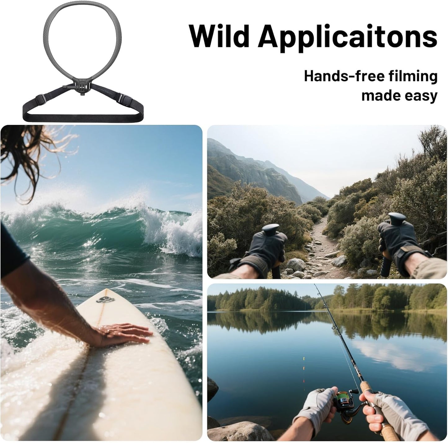CapLock Action Camera Neck Mount - Quick Release Holder & Chest Strap for Hands-Free POV Vlogging with DJI OSMO and GoPro