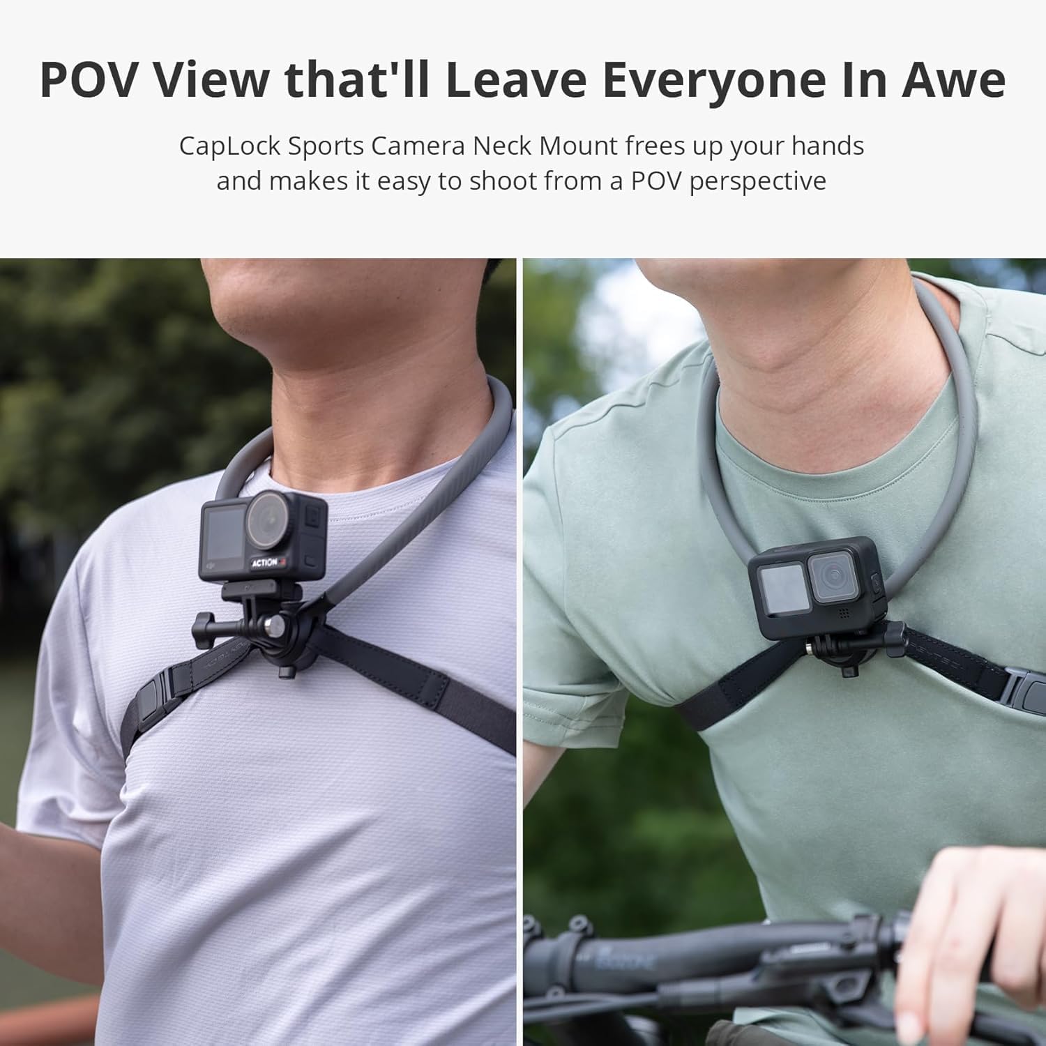 CapLock Action Camera Neck Mount - Quick Release Holder & Chest Strap for Hands-Free POV Vlogging with DJI OSMO and GoPro