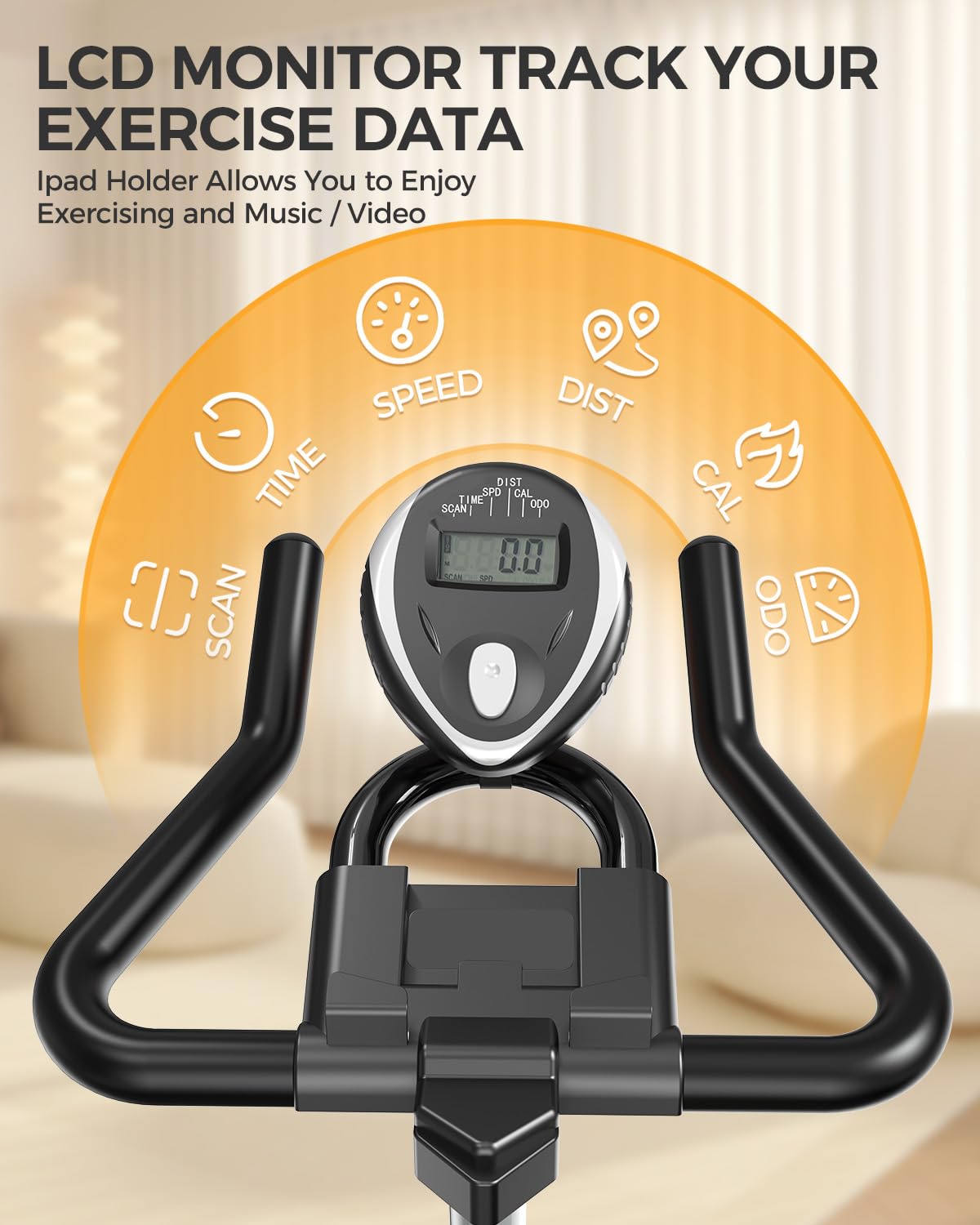 pooboo Magnetic Resistance Cycling Bike, Belt Drive Indoor Exercise Bike Stationary LCD Monitor with Ipad Mount ＆Comfortable Seat Cushion for Home Cardio Workout, Training Upgraded Version