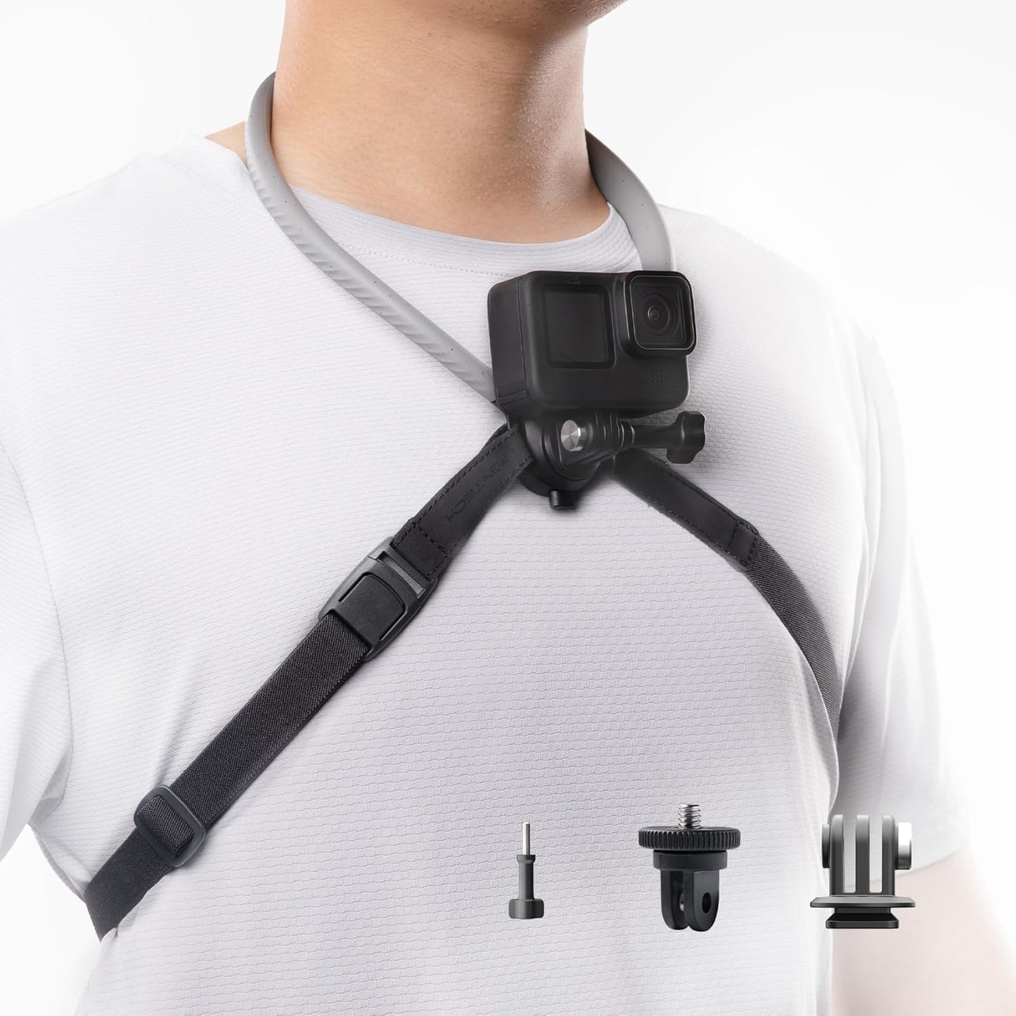 CapLock Action Camera Neck Mount - Quick Release Holder & Chest Strap for Hands-Free POV Vlogging with DJI OSMO and GoPro