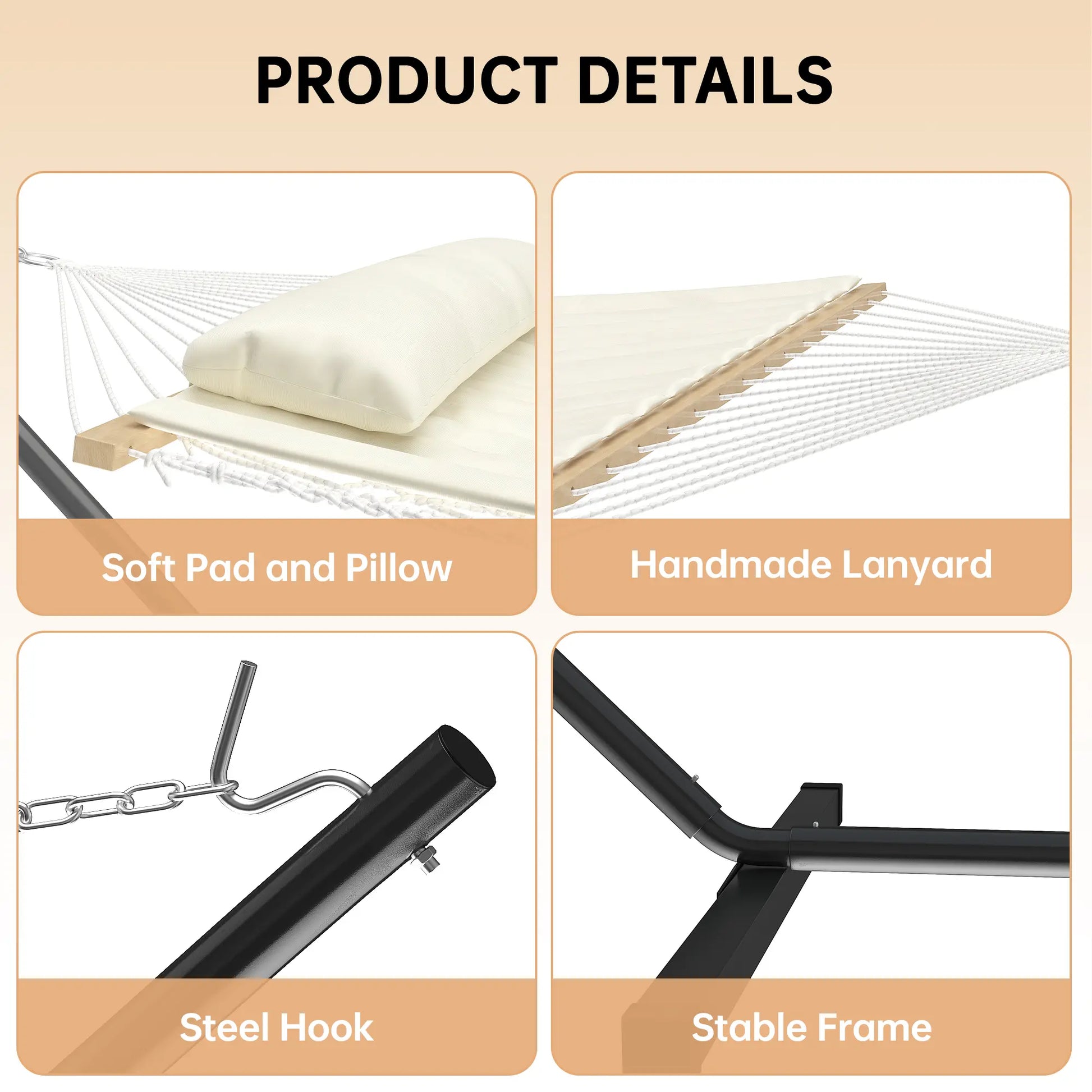 Experience Ultimate Relaxation with Our Heavy-Duty Portable Double Hammock for Two – Complete with Pillow & Adjustable Steel Stand, 475 Lbs Capacity – Perfect for Outdoor Patios, Gardens, Beaches, and Backyards this Summer!