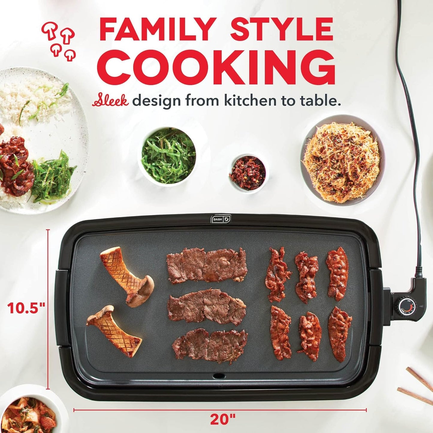 Aqua Deluxe Everyday Electric Griddle - Nonstick, Easy-Clean with Removable Plate & Recipe Book Included - Perfect for Any Meal!