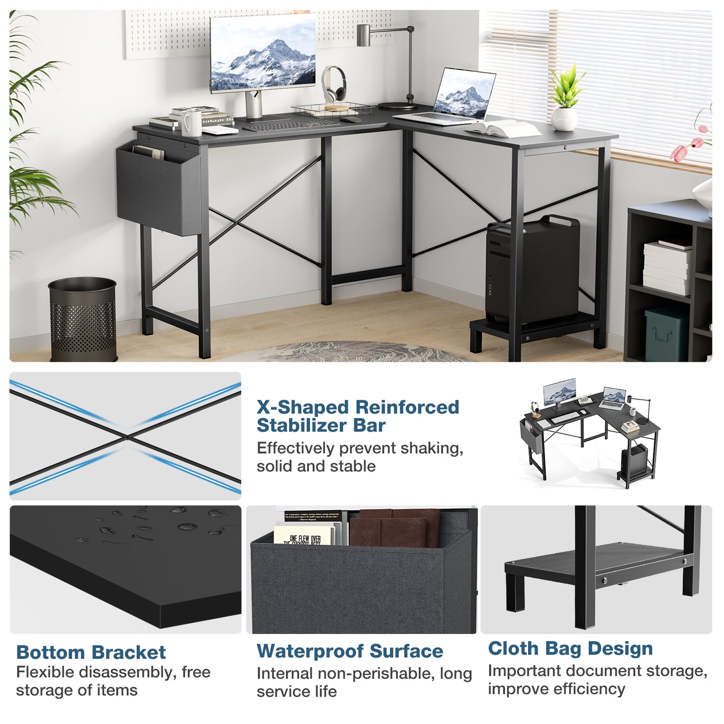 Stylish L-Shaped Computer Desk for Your Home Office - Maximize Space & Productivity