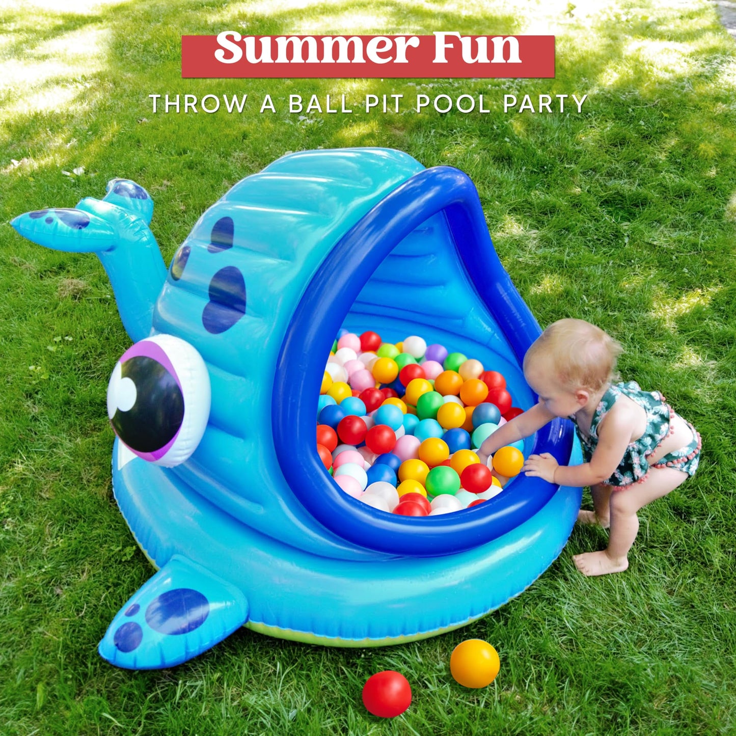 Whale-Shaped Inflatable Shade Kiddie Pool - Perfect Summer Fun for Babies and Toddlers (54" X 56" X 28")