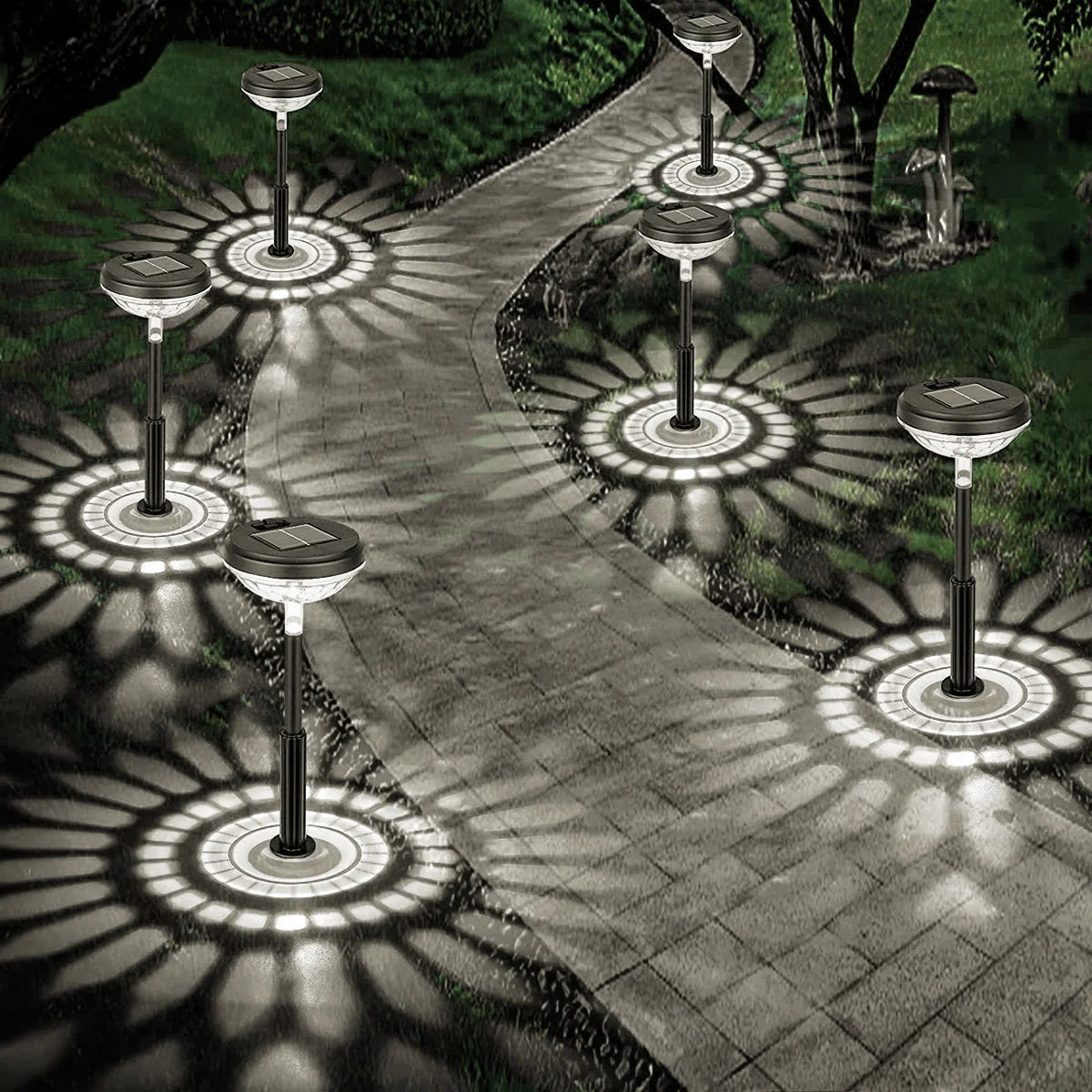 Brighten Your Outdoors: 6 Pack of Color Changing Waterproof Solar Pathway Lights for Walkways, Yards, Gardens, and Patios