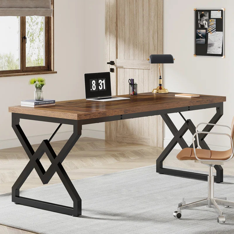 Elevate Your Workspace with the Ramapo Metal Base Computer Desk - Stylish, Durable, and Versatile