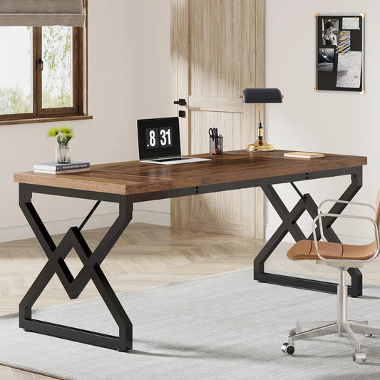 Elevate Your Workspace with the Ramapo Metal Base Computer Desk - Stylish, Durable, and Versatile
